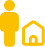 Person and house icon in yellow.